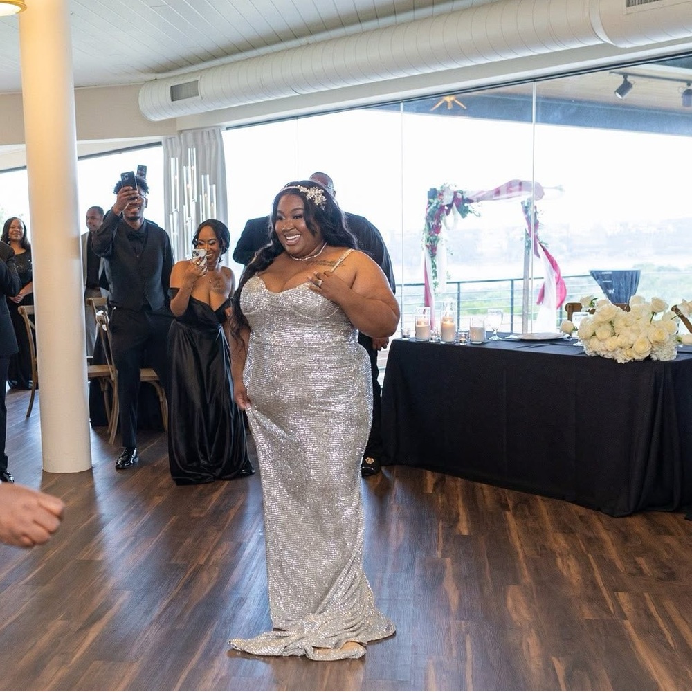 Elegant Silver Sequin Gown